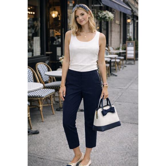 kate spade Pants - KATE SPADE black stretch cotton slim leg side zip minimalist crop pants size 4